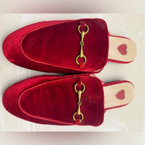 Shoes - Red Velvet Horsebit Loafer Mules
